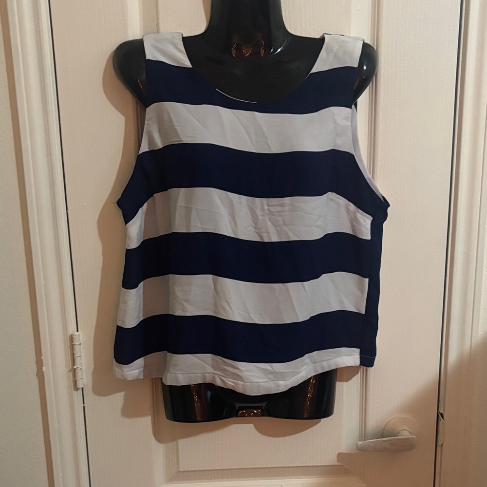 Haute Monde Striped Sleeveless Top in Navy and White